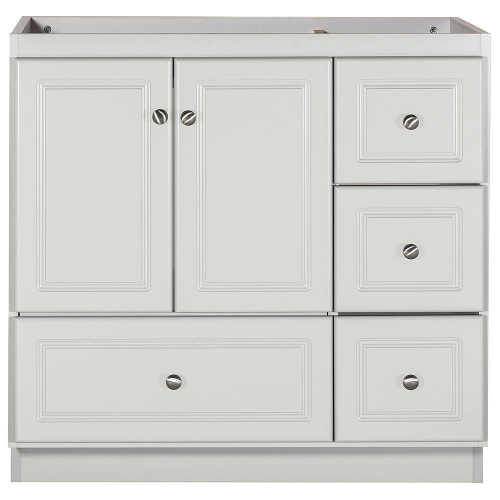 Ultraline 36 in. W x 21 in. D x 34.5 in. H Vanity with Right Drawers Cabinet Only in Natural Alder - Super Arbor