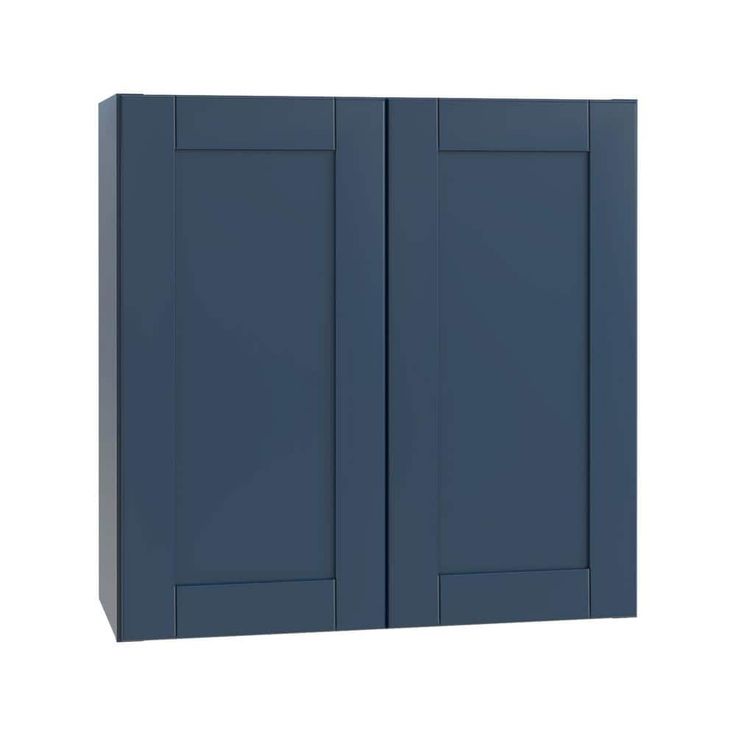 Home Decorators Collection Washington Vessel Blue Plywood Shaker Assembled Wall Kitchen Cabinet 2 Shelves Soft Close 33 in W x 12 in D x 30 in H