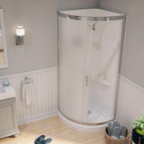 Breeze 32 in. L x 32 in. W x 76 in. H Corner Shower Kit with Frosted Glass, Shower Base and Wall in White - Super Arbor