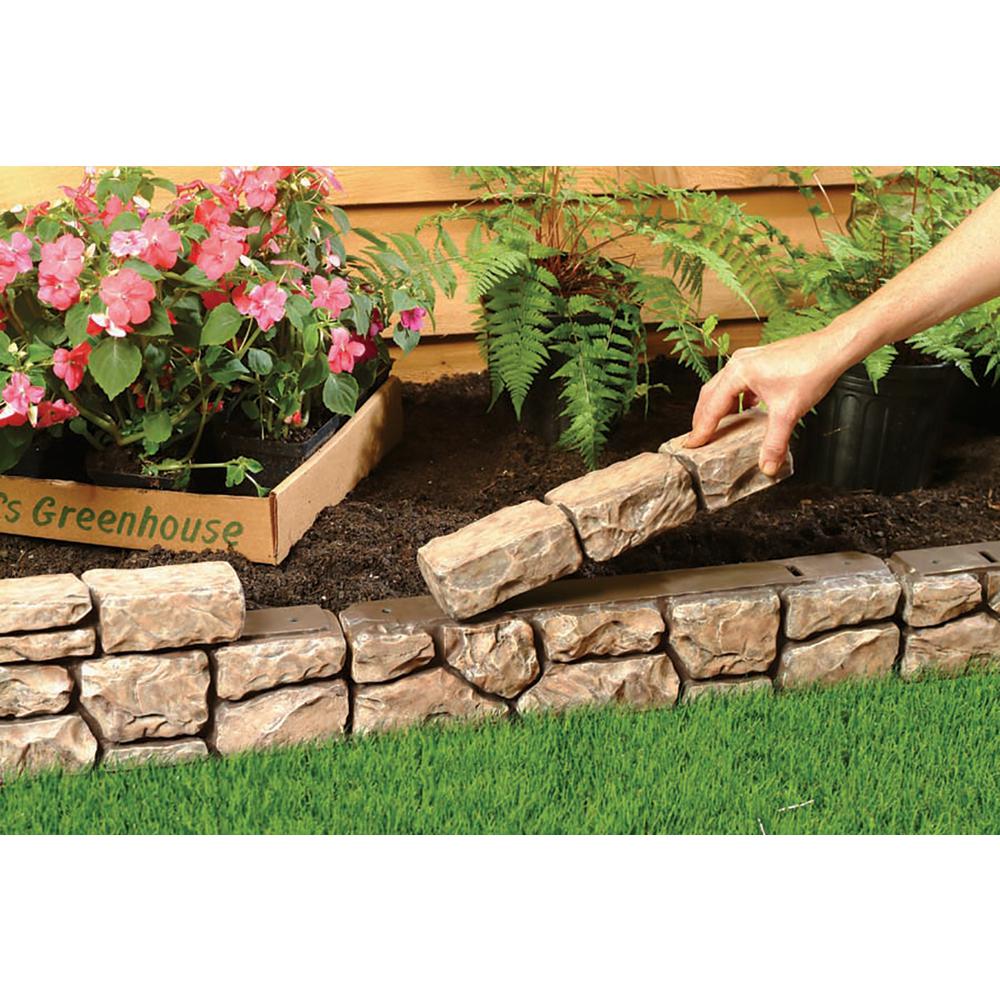 Dalen Products 6 in. x 10 ft. Tan Stone Wall Border - Super Arbor
