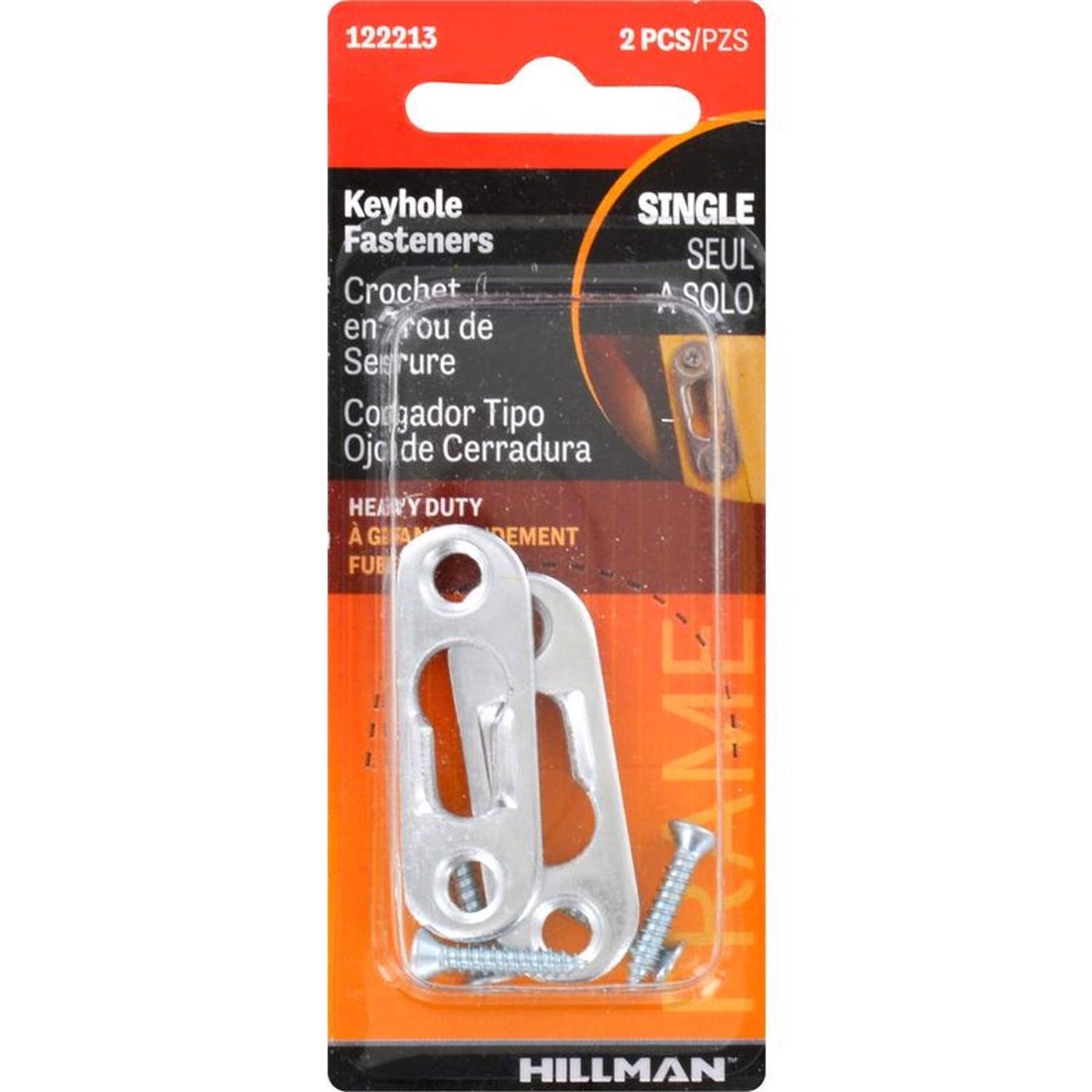 Hillman AnchorWire Steel-Plated Keyhole Picture Hanger, 20 lb Capacity, 2 Pack