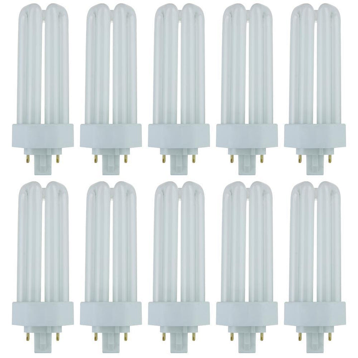 130-Watt Equivalent Twin Tube Base Fluorescent PLT 4-Pin GX24Q-3 CFL Light Bulb in Soft White, 3000K (10-Pack) - Super Arbor