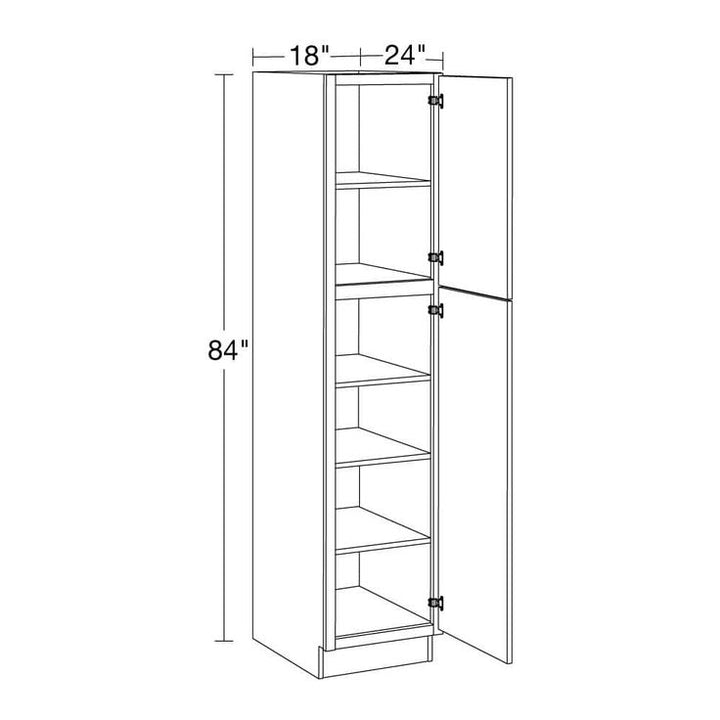Home Decorators Collection Newport 18 in. W x 24 in. D x 84 in. H Assembled Plywood Pantry Kitchen Cabinet in Pacific White with Soft Close RH