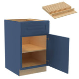 Home Decorators Collection Grayson 21 in. W x 24 in. D x 34.5 in. H Assembled Plywood Base Kitchen Cabinet in Mythic Blue with Knife Block RH