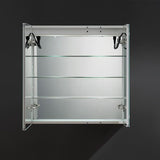 Spazio 30 in. W x 30 in. H Recessed or Surface Mount Medicine Cabinet with LED Lighting and Mirror Defogger