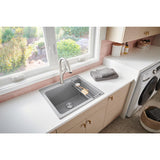 LIVEN SILGRANIT Granite Composite 25 in. x 22 in. Dual Mount Laundry Sink in Concrete Gray - Super Arbor
