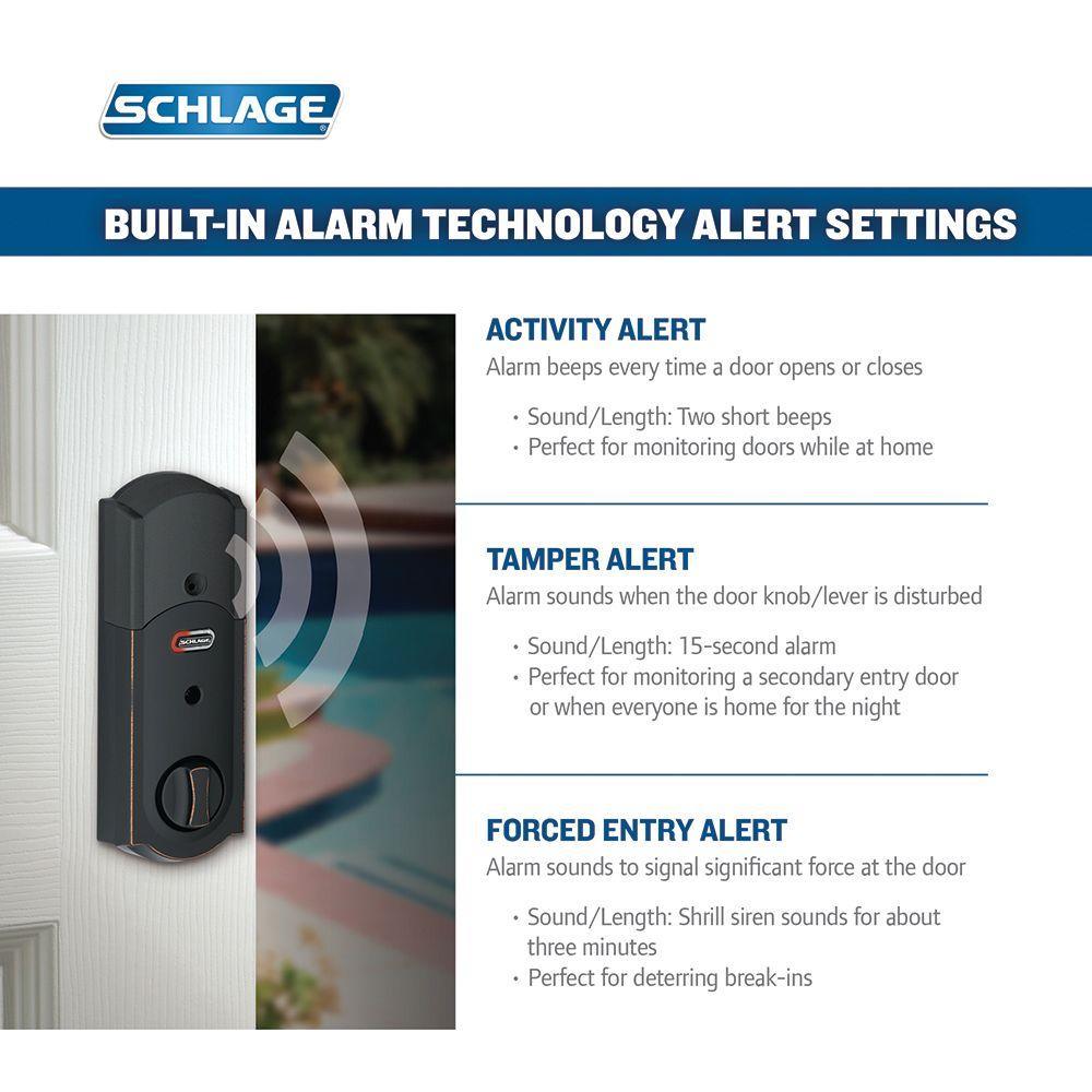 Camelot Aged Bronze Connect Z-Wave Plus Smart Deadbolt and Camelot Handleset with Accent Lever with Camelot Trim - Super Arbor