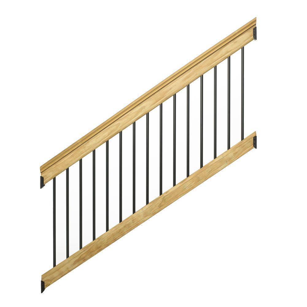 6 ft. Pressure-Treated Stair Railing Kit with Black Aluminum Balusters - Super Arbor