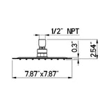 Piano 1-Pattern 1.75 GPM 7.87 in. Ceiling Mount Square Shower Head in Brushed Nickel - Super Arbor