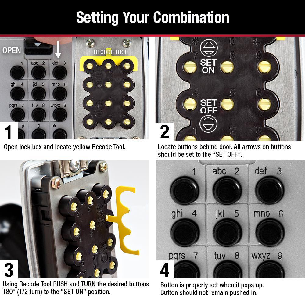 5422D 7.9 cu in. Set Your Own Combination Portable Push Button Lock Box - Super Arbor