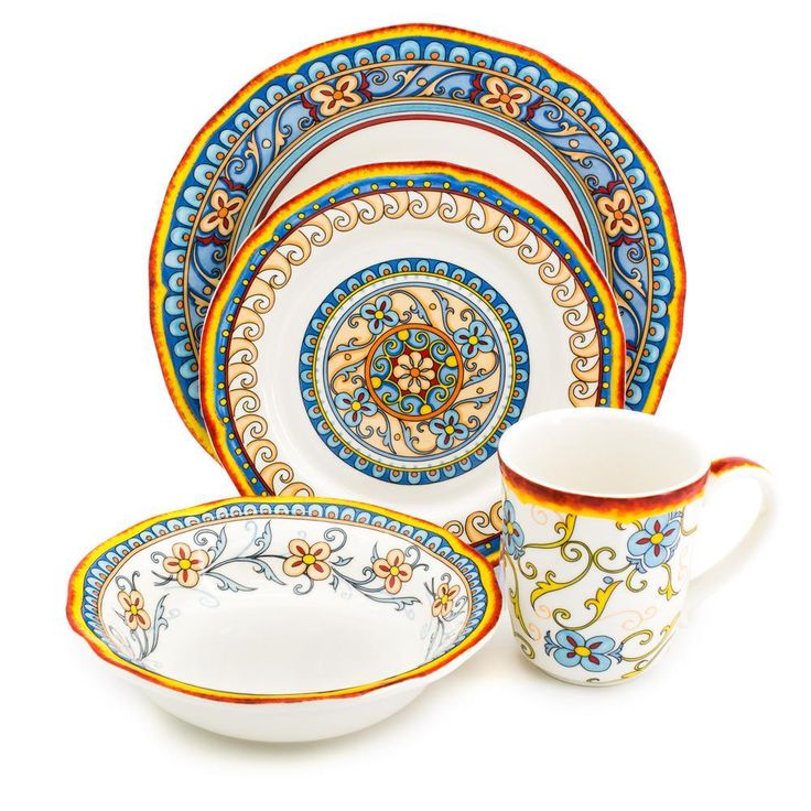 Duomo 16-Piece Patterned Multicolor/Italian Design Stoneware Dinnerware Set (Service for 4)