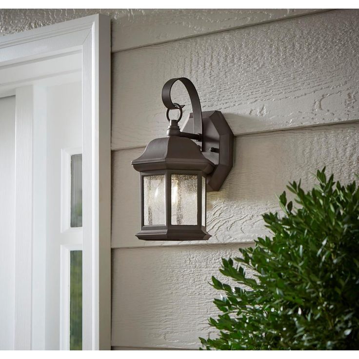 1-Light Bronze Outdoor Wall Lantern Sconce with Seeded Glass (2-Pack)
