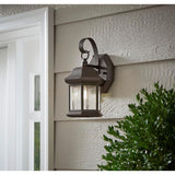 1-Light Bronze Outdoor Wall Lantern Sconce with Seeded Glass (2-Pack)