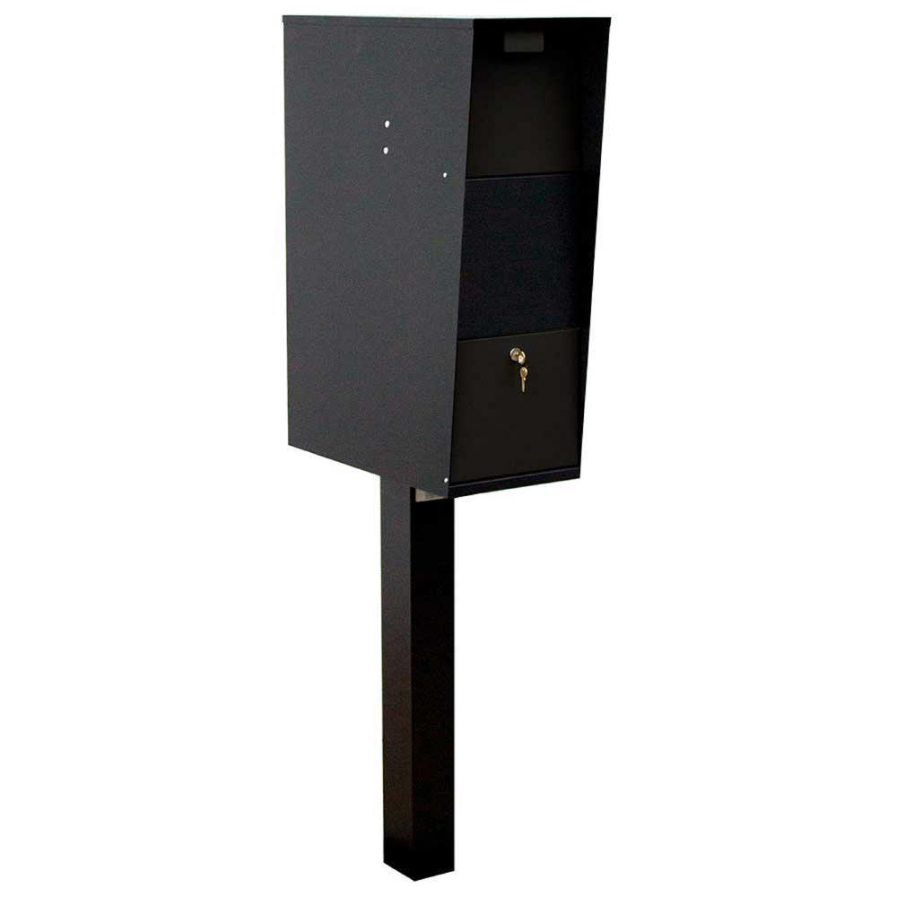 Vacation Black Post Mounted Locking Mailbox - Super Arbor