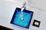 ANZZI Kuku Deco-Glass Vessel Sink, Blazing Blue, 15.125 x 15.125 x 4 in