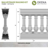Ekena Millwork Fiberthane York Balustrade 84 in. L x 32 in. H Fiberglass Railing Kit