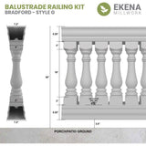 Ekena Millwork Fiberthane Bradford Balustrade 96 in. L x 38 in. H Fiberglass Railing Kit