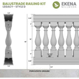 Ekena Millwork Fiberthane Legacy Balustrade 192 in. L x 40 in. H Fiberglass Railing Kit