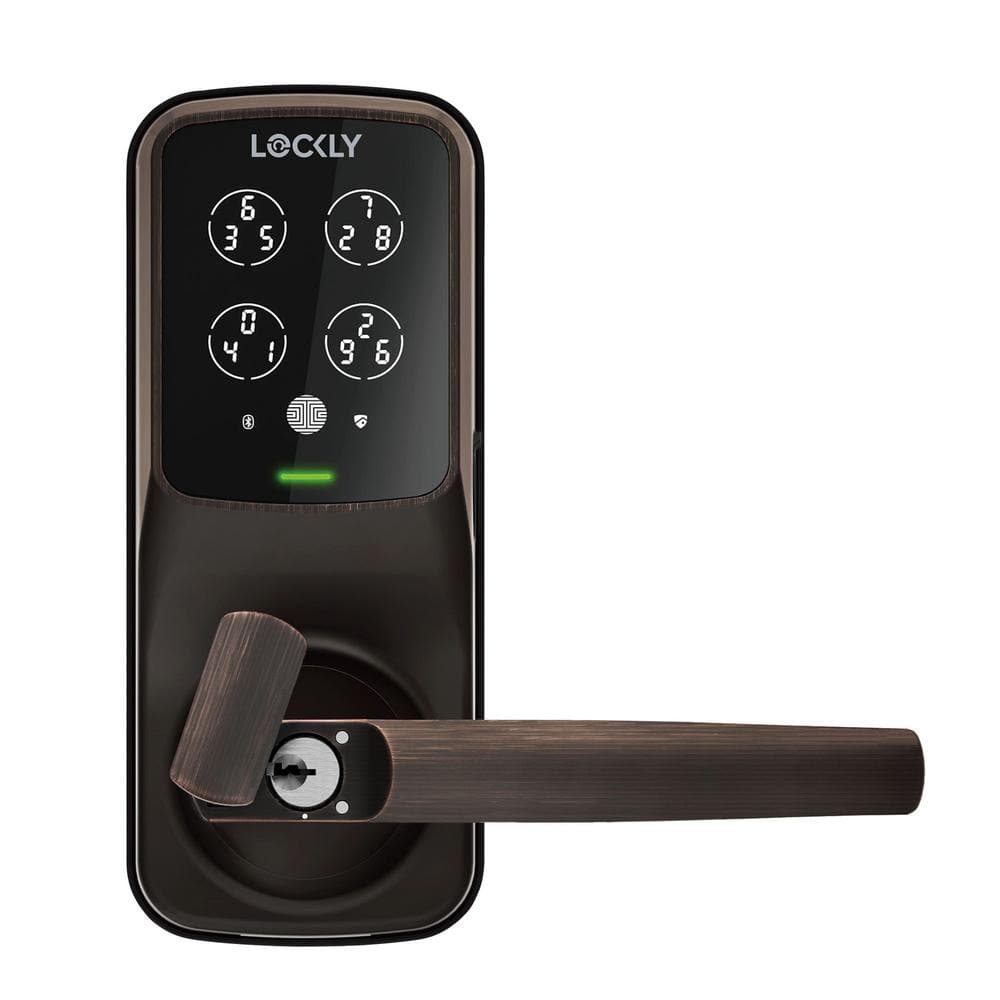 Lockly Secure Plus Venetian Bronze Smart Touchscreen Hack-proof Keypad Door Latch Lock with Biometric Fingerprint and Bluetooth