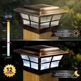 CLASSY CAPS Prestige 6 in. x 6 in. Outdoor Electroplated Copper LED Solar Post Cap (2-Pack)