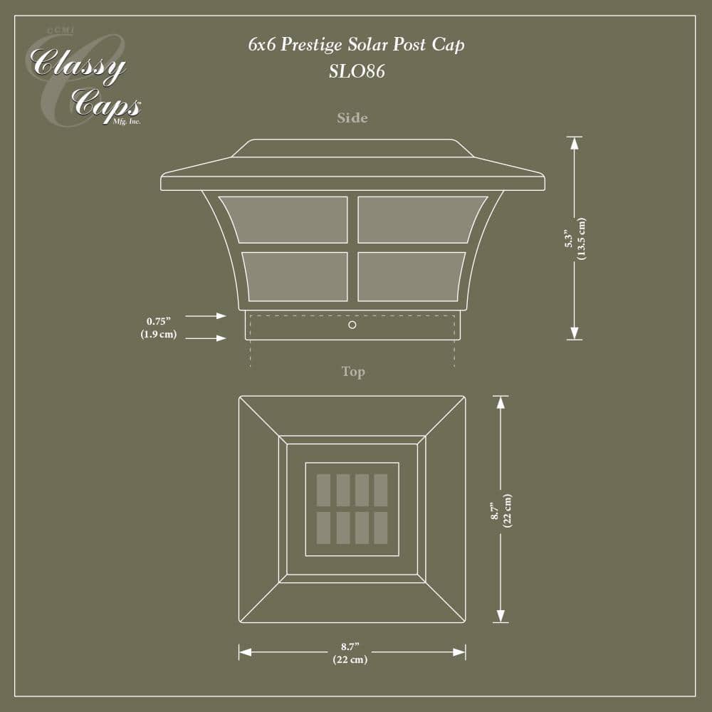 CLASSY CAPS Prestige 6 in. x 6 in. Outdoor Electroplated Copper LED Solar Post Cap (2-Pack)
