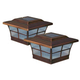 CLASSY CAPS Prestige 6 in. x 6 in. Outdoor Electroplated Copper LED Solar Post Cap (2-Pack)