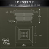 CLASSY CAPS Prestige 6 in. x 6 in. Outdoor Electroplated Copper LED Solar Post Cap (2-Pack)