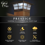 CLASSY CAPS Prestige 6 in. x 6 in. Outdoor Electroplated Copper LED Solar Post Cap (2-Pack)