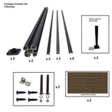 LH EP Complete Kit 6 ft. x 6 ft. Embossed Brown WPC Composite Fence Panel with Bottom Squared Holders and Post Kits (1-set)