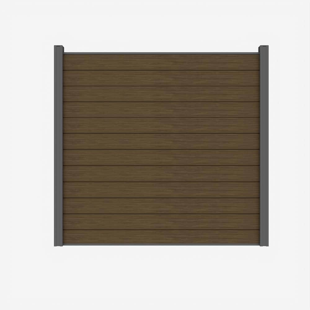 LH EP Complete Kit 6 ft. x 6 ft. Embossed Brown WPC Composite Fence Panel with Bottom Squared Holders and Post Kits (1-set)