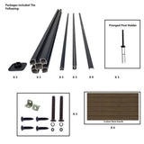 LH EP Complete Kit 6 ft. x 6 ft. Embossed Brown WPC Composite Fence Panel with Pronged Holders and Post Kits (2-set)