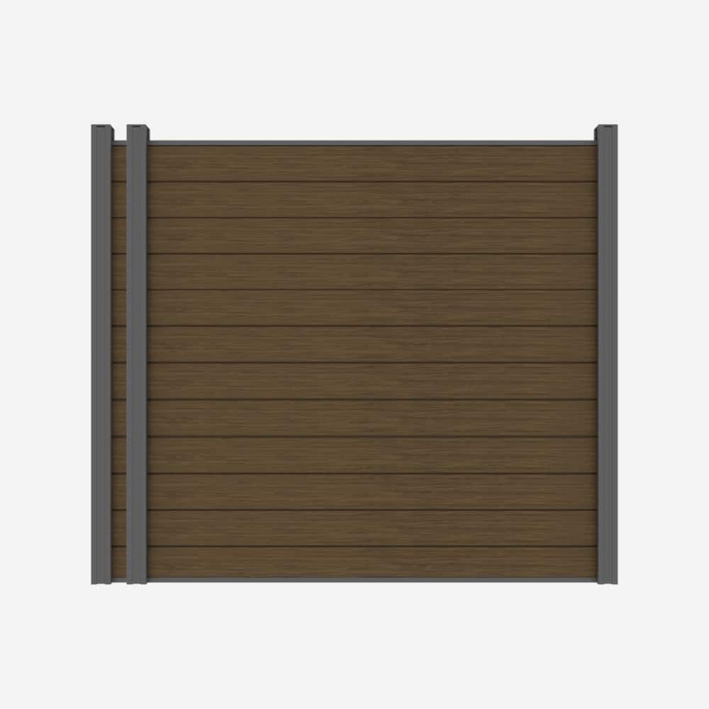 LH EP Complete Kit 6 ft. x 6 ft. Embossed Brown WPC Composite Fence Panel with Pronged Holders and Post Kits (2-set)