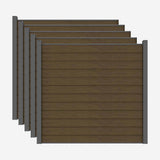 LH EP Complete Kit 6 ft. x 6 ft. Embossed Brown WPC Composite Fence Panel with Bottom Squared Holders and Post Kits (5-set)