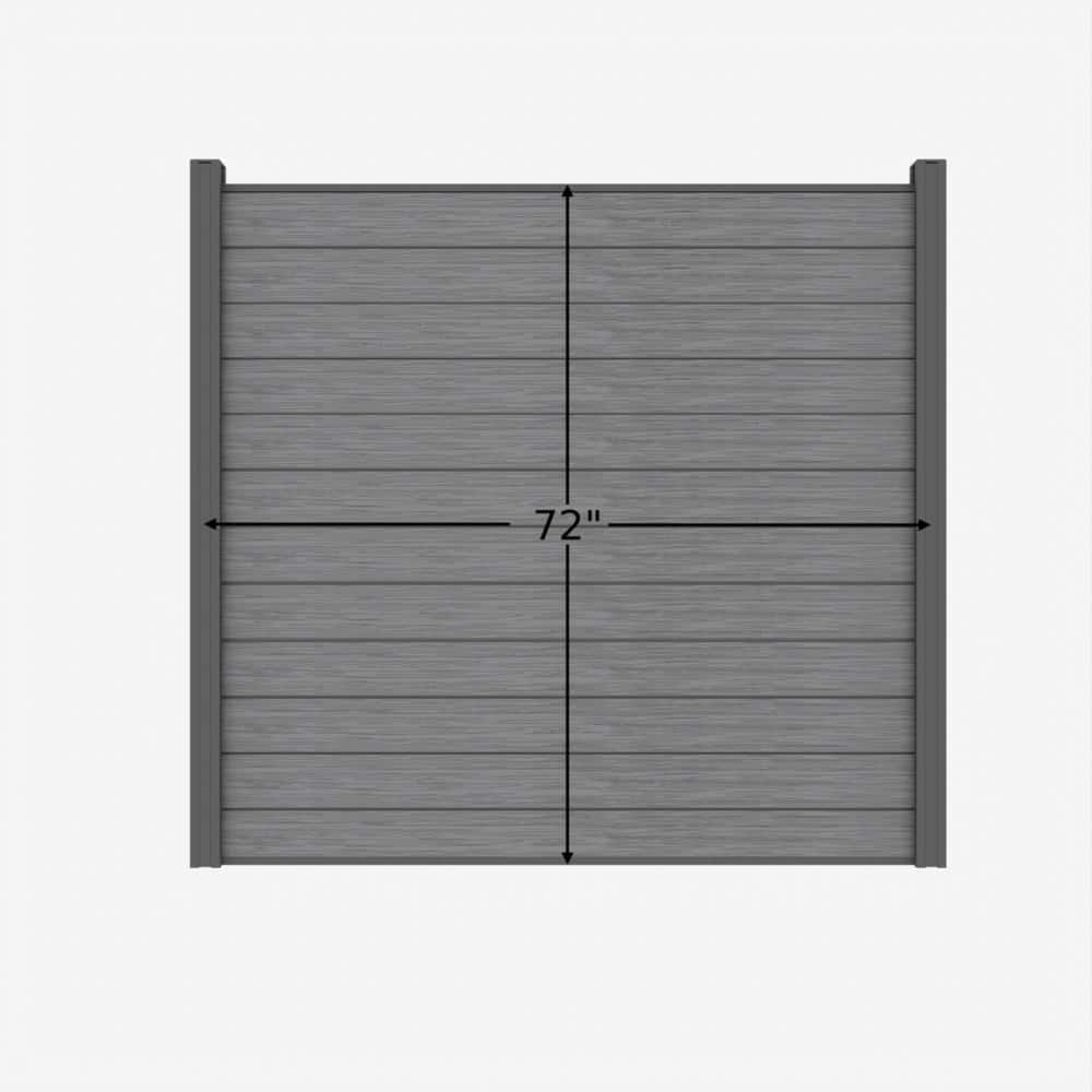 LH EP Complete Kit 6 ft. x 6 ft. Embossed Gray WPC Composite Fence Panel with Bottom Squared Holders and Post Kits (1-set)