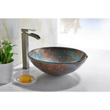 ANZZI Tara Deco-Glass Vessel Sink, 16.5 in Round, Emerald Burst with Chrome Pop-Up Drain