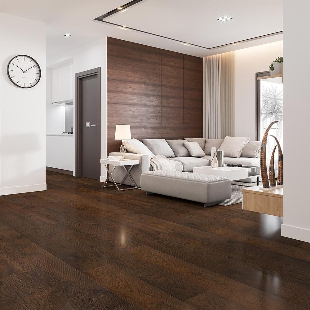 ACQUA FLOORS Eminent Axis 1/4 in. T x 7.5 in. W Click Lock Wire Brushed Engineered Hardwood Flooring (23.32 sq.ft./case)