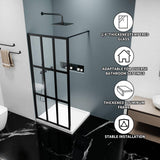 ES-DIY 34 in. W x 72 in. H Fixed Single Panel Framed Shower Door in Black Finish with Clear Glass
