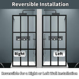 ES-DIY 34 in. W x 72 in. H Fixed Single Panel Framed Shower Door in Black Finish with Clear Glass