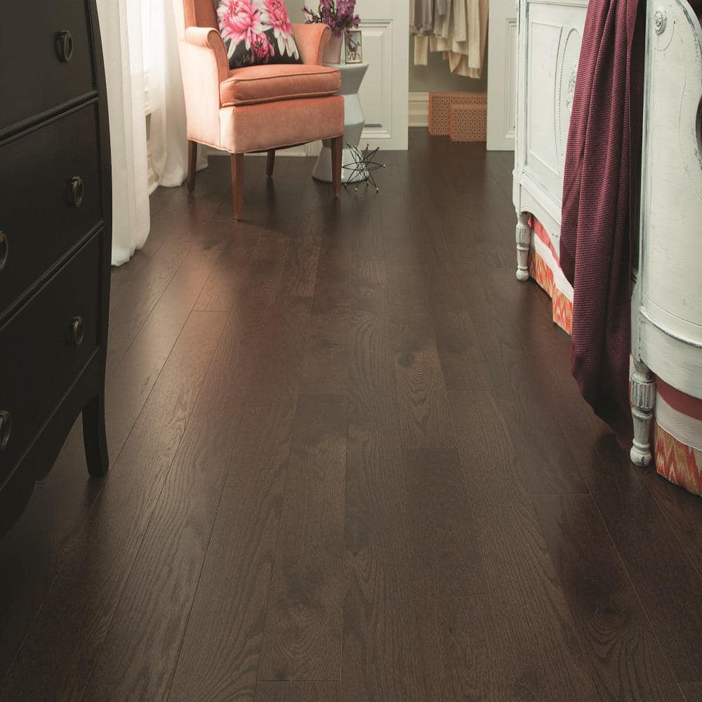 Blue Ridge Hardwood Flooring Espresso Red Oak 3/8 in. T x 5 in. W Tongue and Groove Wire Brushed Engineered Hardwood Flooring (24.5 sq. ft./Case)