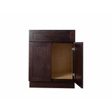 Bremen Cabinetry Bremen Ready to Assemble 30x34.5x24 in. Shaker Base Cabinet with 1-Drawer and 2-Door in Espresso