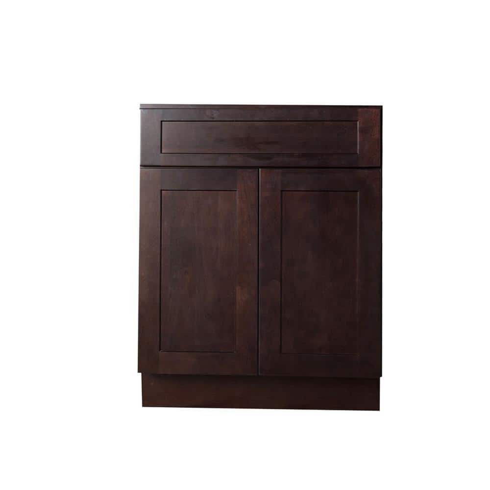 Bremen Cabinetry Bremen Ready to Assemble 30 in. x 34.5 in. x 24 in. Shaker Sink Base Cabinet with 2-Doors and 1-Fake Drawer in Espresso