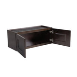 Design House Brookings Shaker 36in.W x 12in.D x 21in.H Solid Wood Assembled Bridge Wall Kitchen Cabinet in Brown w\ Soft Close Doors
