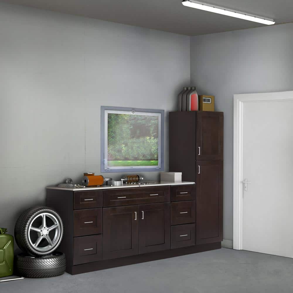 Design House Brookings Solid Wood Ready to Assemble Shaker 15 in. x 36 in. x 12 in. 1 Door Wall Kitchen Cabinet in Espresso
