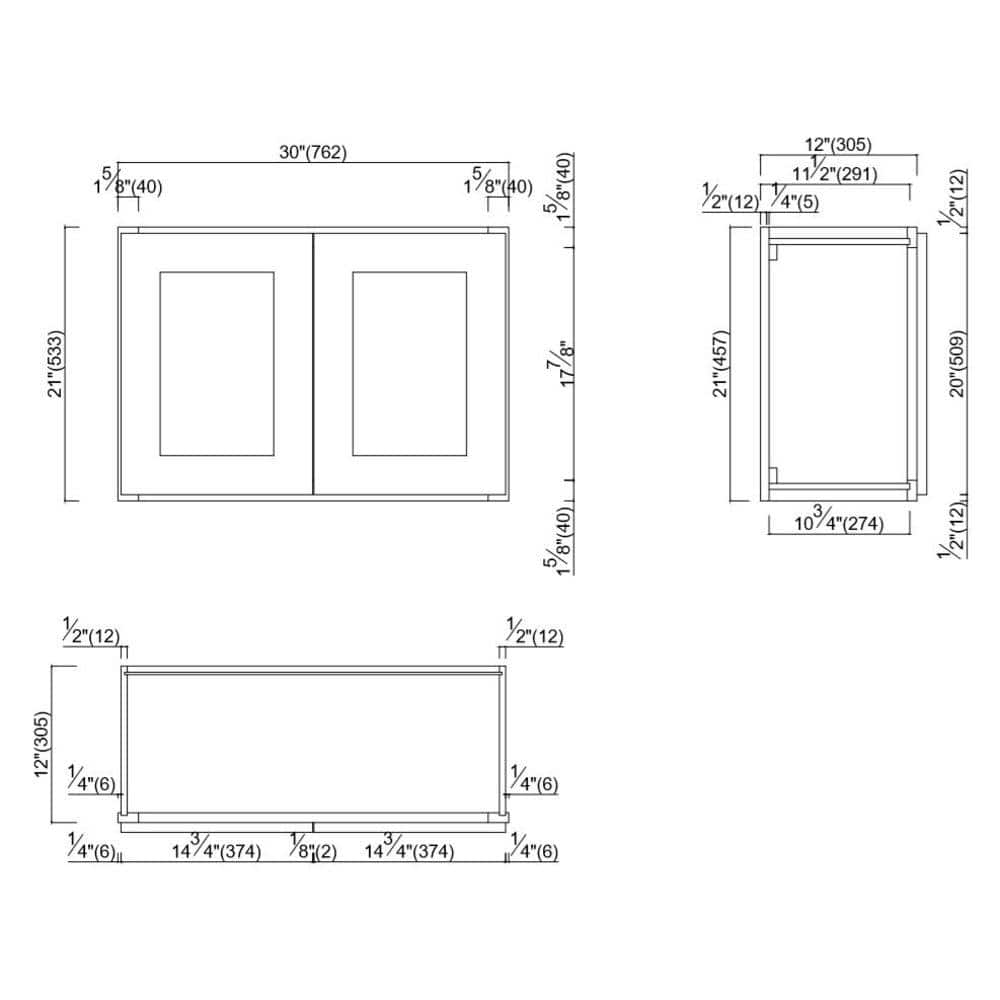Design House Brookings Solid Wood Ready to Assemble Shaker 30 in. x 21 in. x 12 in. 2 Door Bridge Wall Kitchen Cabinet in Espresso