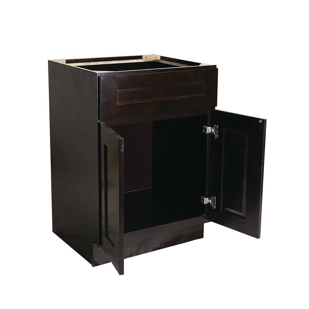 Design House Brookings Solid Wood Ready to Assemble Shaker 24 in. x 34.5 in. x 24 in. 2 Door 1Drawer Base Kitchen Cabinet in Espresso