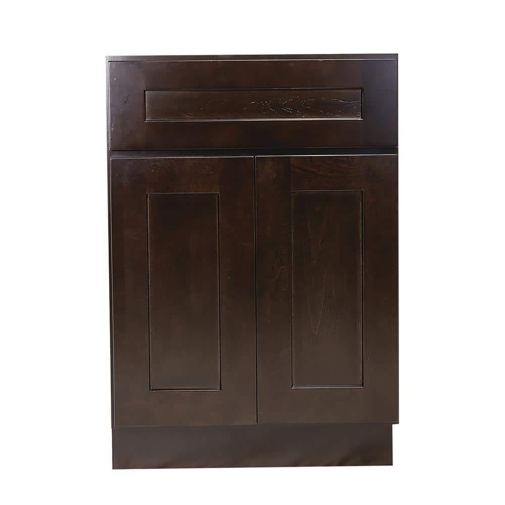 Design House Brookings Solid Wood Ready to Assemble Shaker 24 in. x 34.5 in. x 24 in. 2 Door 1Drawer Base Kitchen Cabinet in Espresso