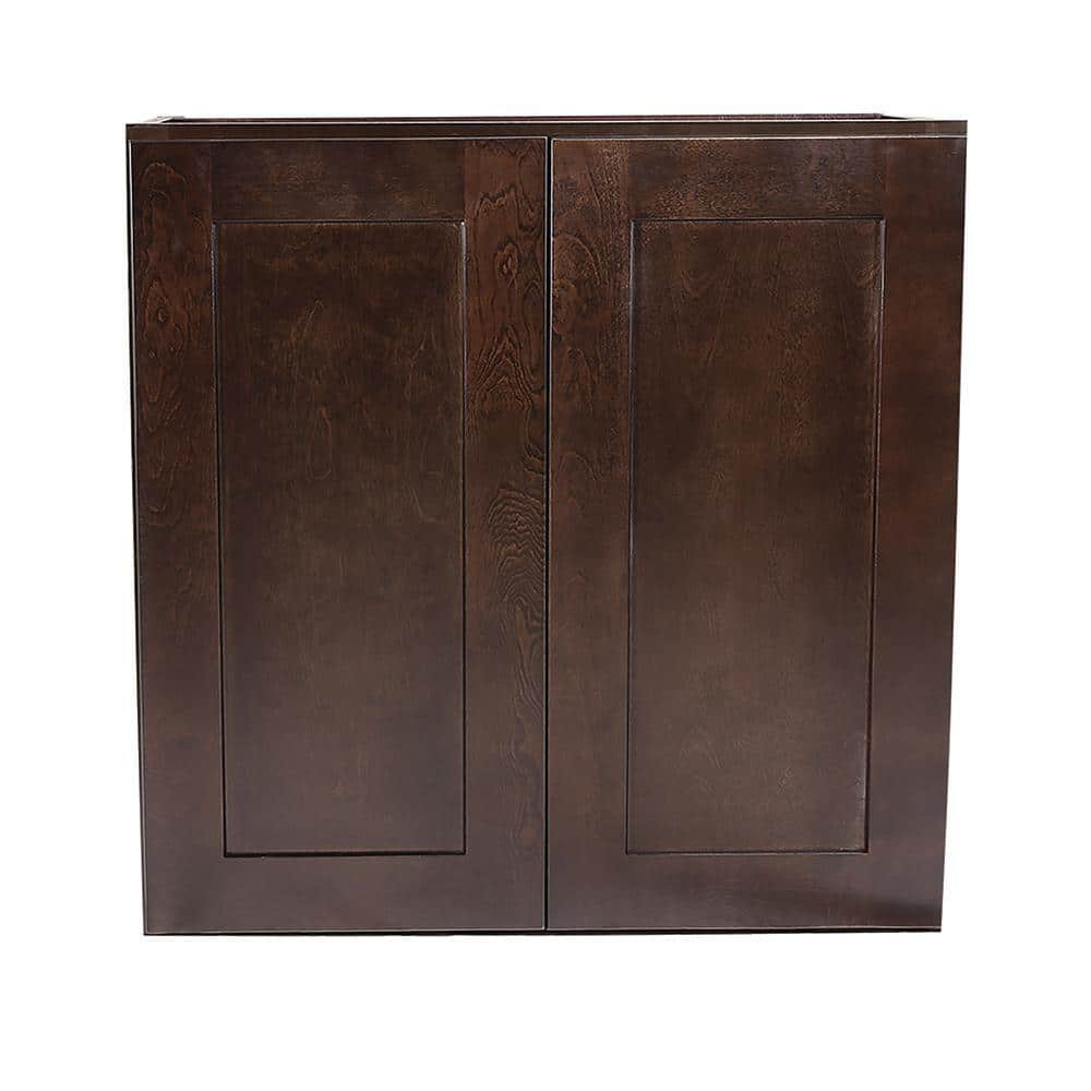 Design House Brookings Solid Wood Ready to Assemble Shaker 30 in. x 12 in. x 30 in. 2 Door Wall Kitchen Cabinet in Espresso