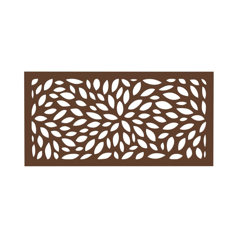 DESIGN VU Floral 4 ft. x 2 ft. Espresso Floral Recycled Polymer Decorative Screen Panel, Wall Decor and Privacy Panel