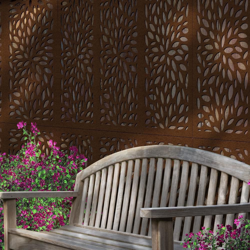 DESIGN VU Floral 4 ft. x 2 ft. Espresso Floral Recycled Polymer Decorative Screen Panel, Wall Decor and Privacy Panel