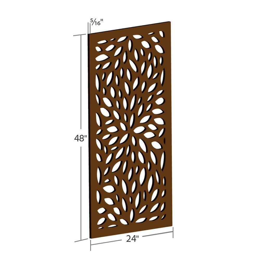 DESIGN VU Floral 4 ft. x 2 ft. Espresso Floral Recycled Polymer Decorative Screen Panel, Wall Decor and Privacy Panel